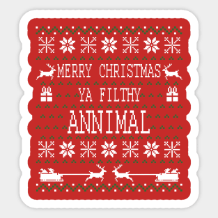 Merry Christmas Ya Filthy Animal Ugly Christmas Pixel Design Sticker